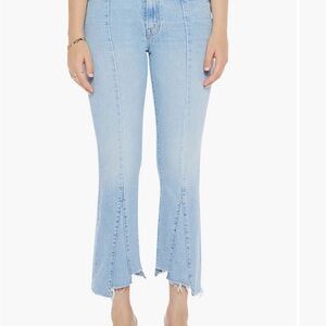 MOTHER  The Insider Seamed Frayed Crop Straight Leg Jeans